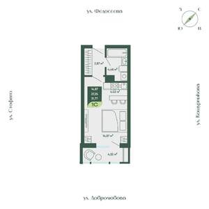 1-к квартира, вторичка, 32м2, 11/18 этаж