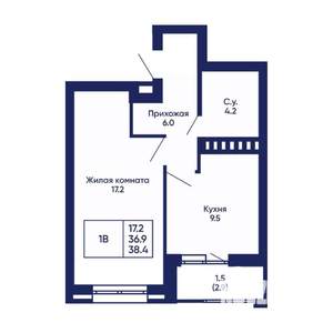1-к квартира, вторичка, 38м2, 3/14 этаж
