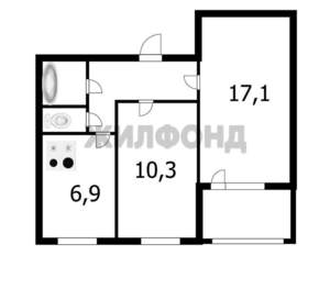 2-к квартира, вторичка, 45м2, 1/9 этаж