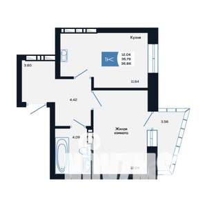 1-к квартира, вторичка, 37м2, 5/25 этаж