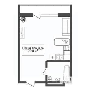 Студия квартира, вторичка, 29м2, 21/25 этаж