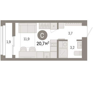 Студия квартира, вторичка, 21м2, 5/23 этаж