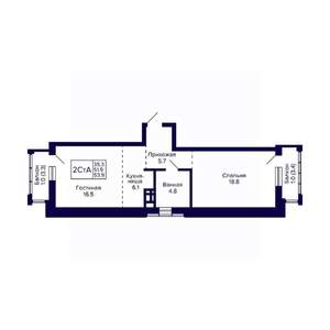 2-к квартира, вторичка, 54м2, 7/30 этаж