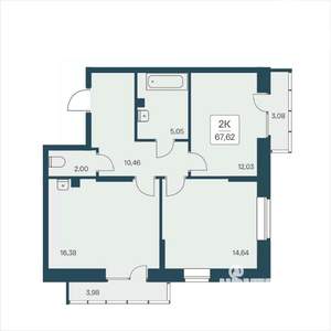 2-к квартира, вторичка, 68м2, 18/25 этаж
