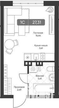 Студия квартира, вторичка, 27м2, 21/22 этаж