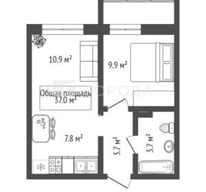 1-к квартира, вторичка, 37м2, 7/17 этаж