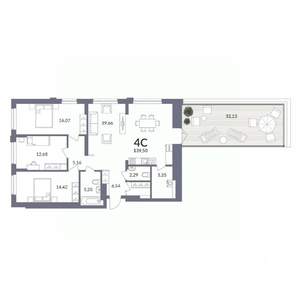 4-к квартира, вторичка, 140м2, 14/14 этаж
