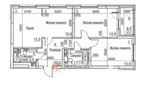 3-к квартира, вторичка, 71м2, 4/17 этаж