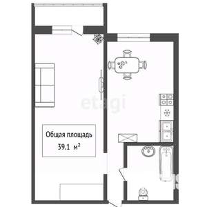 1-к квартира, вторичка, 39м2, 8/17 этаж