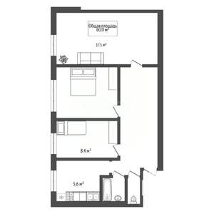 3-к квартира, вторичка, 61м2, 2/5 этаж