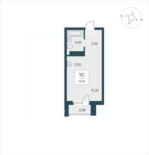 Студия квартира, вторичка, 30м2, 19/25 этаж