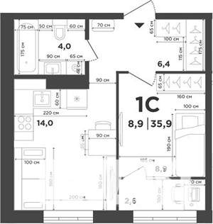Студия квартира, вторичка, 33м2, 6/9 этаж