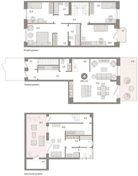 4-к квартира, сданный дом, 226м2, 2/9 этаж