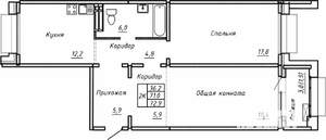 2-к квартира, вторичка, 73м2, 10/15 этаж