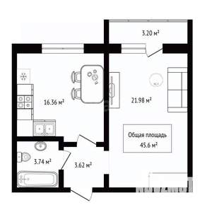 1-к квартира, вторичка, 46м2, 2/17 этаж