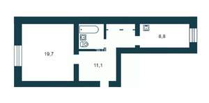 1-к квартира, вторичка, 44м2, 1/5 этаж