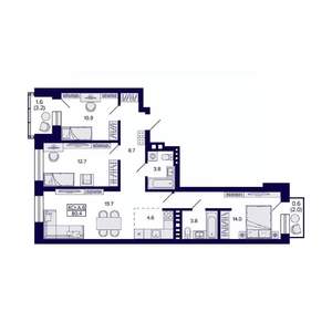 4-к квартира, вторичка, 80м2, 6/11 этаж