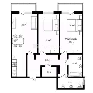 3-к квартира, вторичка, 102м2, 11/17 этаж