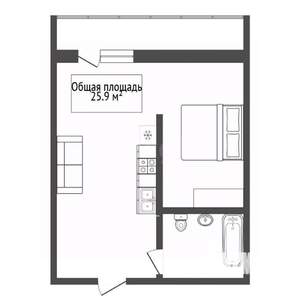 Студия квартира, вторичка, 26м2, 1/24 этаж