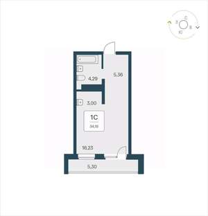 Студия квартира, вторичка, 34м2, 20/25 этаж