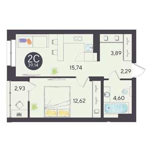 2-к квартира, вторичка, 39м2, 3/10 этаж