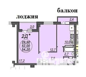 2-к квартира, сданный дом, 52м2, 7/13 этаж