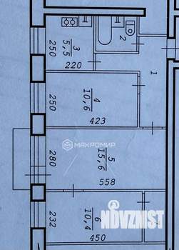 3-к квартира, вторичка, 55м2, 5/5 этаж