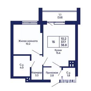 1-к квартира, вторичка, 39м2, 4/14 этаж