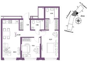 3-к квартира, вторичка, 65м2, 22/28 этаж