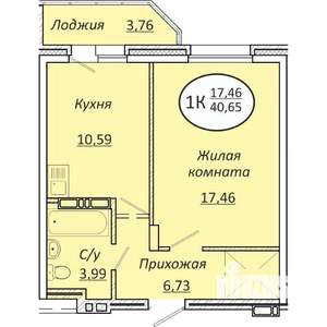1-к квартира, вторичка, 41м2, 22/25 этаж