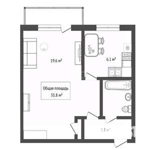 1-к квартира, вторичка, 32м2, 4/9 этаж
