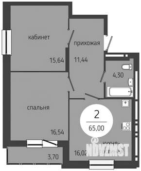 2-к квартира, вторичка, 64м2, 4/24 этаж