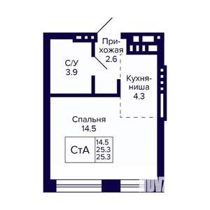 Студия квартира, вторичка, 25м2, 9/11 этаж