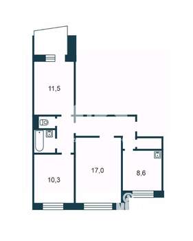 3-к квартира, вторичка, 66м2, 3/10 этаж
