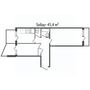 2-к квартира, вторичка, 45м2, 8/9 этаж