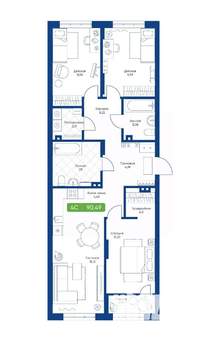 4-к квартира, вторичка, 90м2, 16/22 этаж