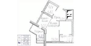 1-к квартира, строящийся дом, 45м2, 2/24 этаж