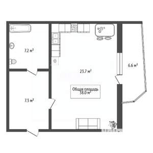 Студия квартира, вторичка, 38м2, 4/24 этаж