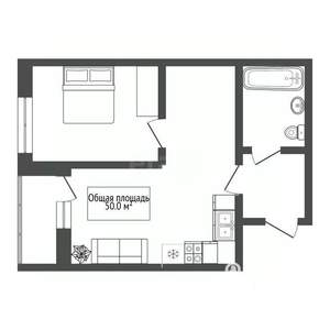 1-к квартира, вторичка, 50м2, 17/18 этаж