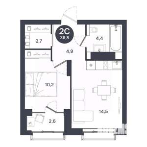 2-к квартира, вторичка, 37м2, 6/17 этаж
