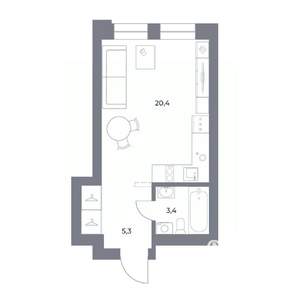 Студия квартира, вторичка, 29м2, 18/25 этаж