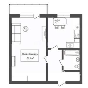 1-к квартира, вторичка, 38м2, 8/10 этаж
