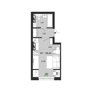 1-к квартира, вторичка, 24м2, 25/25 этаж