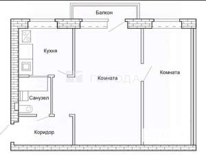 2-к квартира, вторичка, 45м2, 5/5 этаж