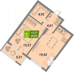 1-к квартира, вторичка, 45м2, 6/29 этаж