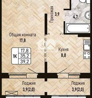 1-к квартира, вторичка, 35м2, 7/17 этаж