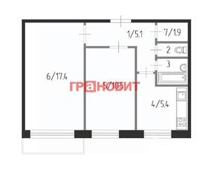 2-к квартира, вторичка, 44м2, 3/5 этаж