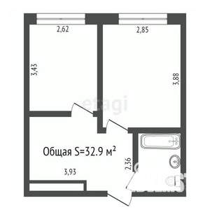 2-к квартира, вторичка, 33м2, 4/5 этаж