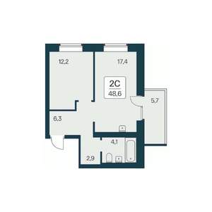 2-к квартира, вторичка, 49м2, 19/21 этаж