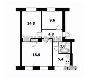 3-к квартира, вторичка, 57м2, 3/3 этаж